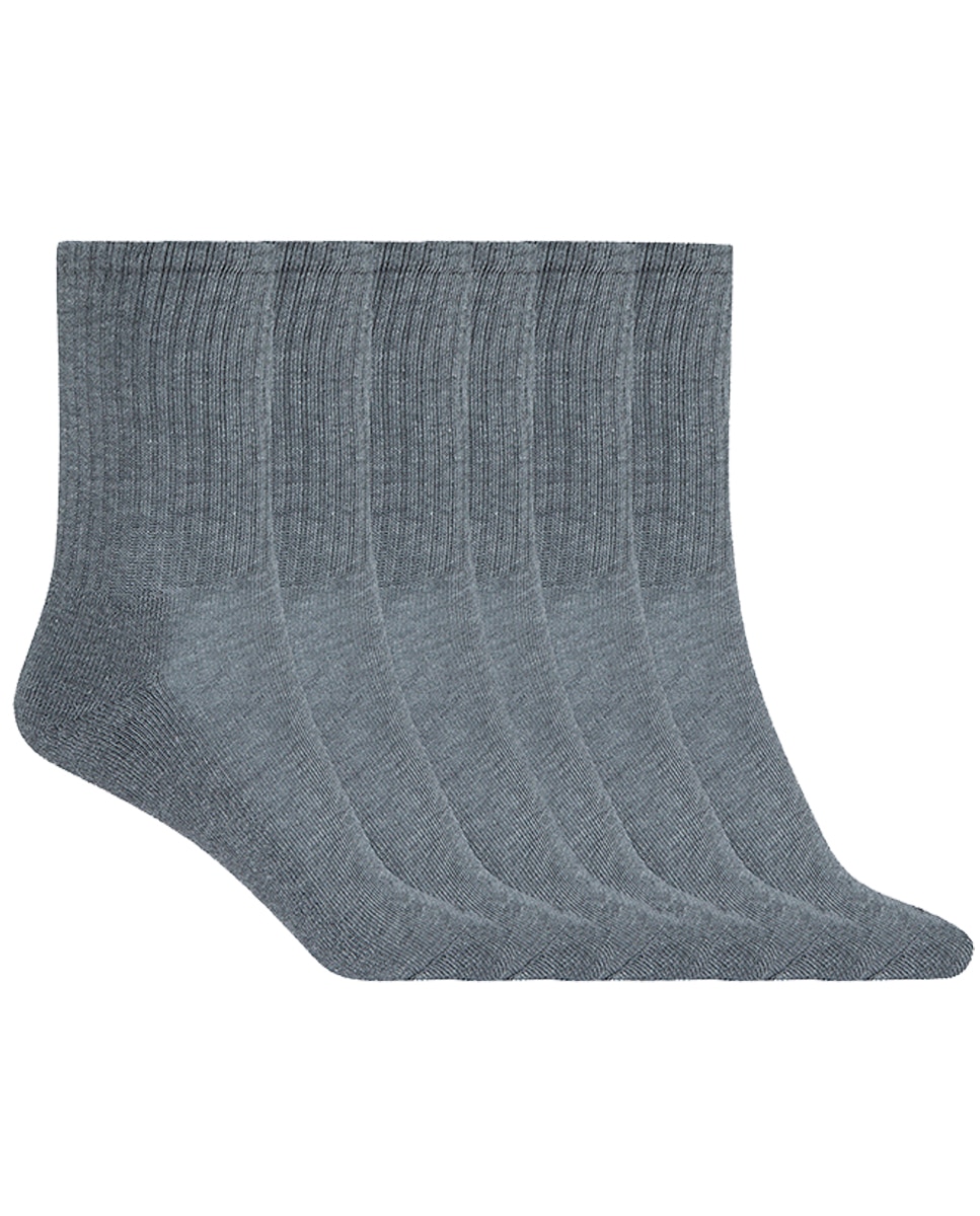 Imagen 0 de Pack de 6 pares de calcetines de algodón con canalé Basix Gris