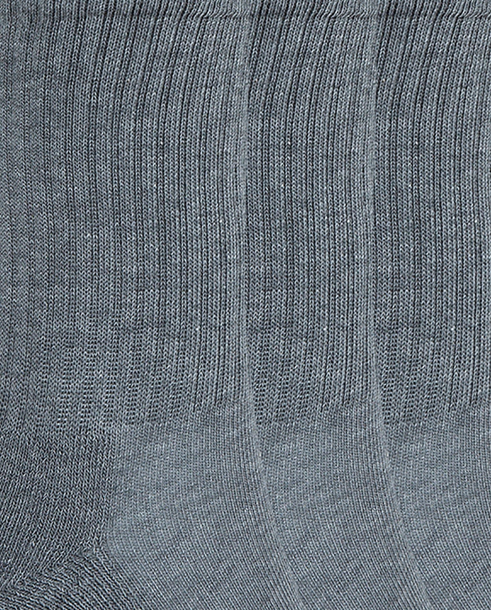 Pack de 6 pares de calcetines de algodón con canalé Basix - Punto Blanco - Gris Gris-2