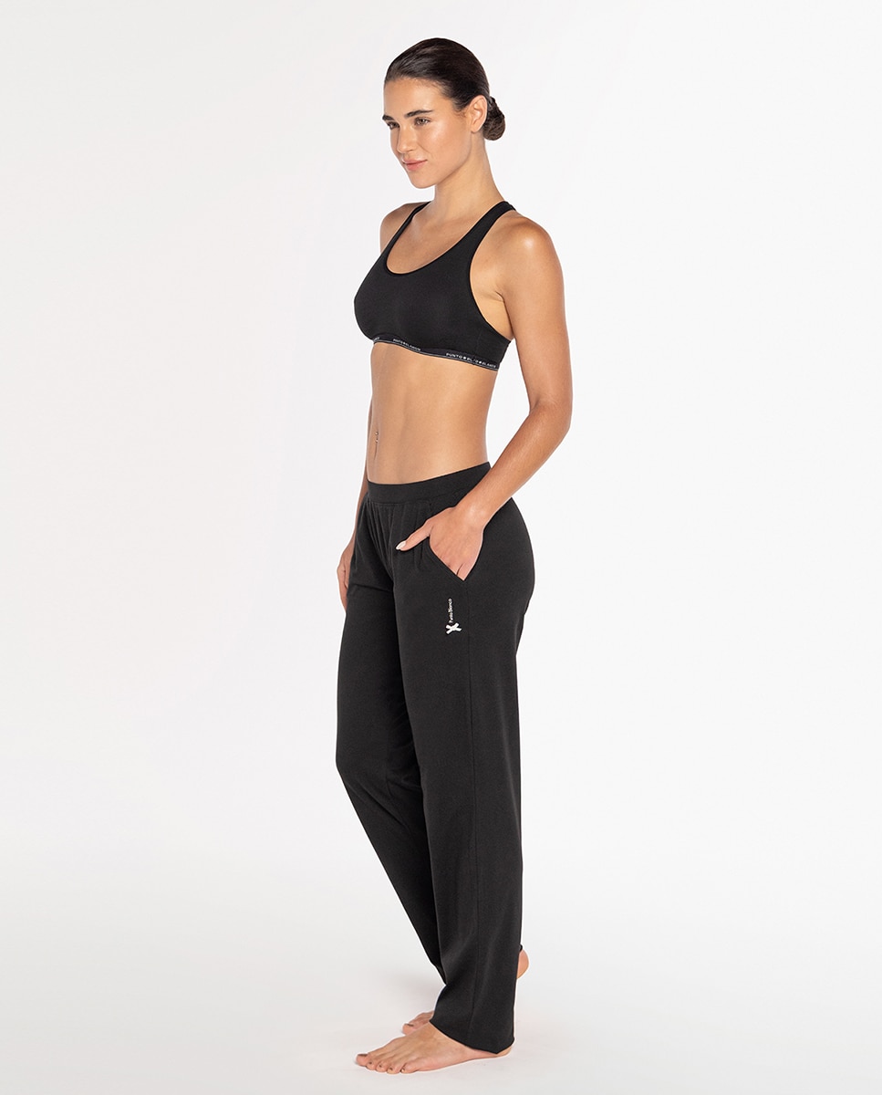 Imagen 0 de Pantalónes homewear de mujer largos de algodón elástico Negro