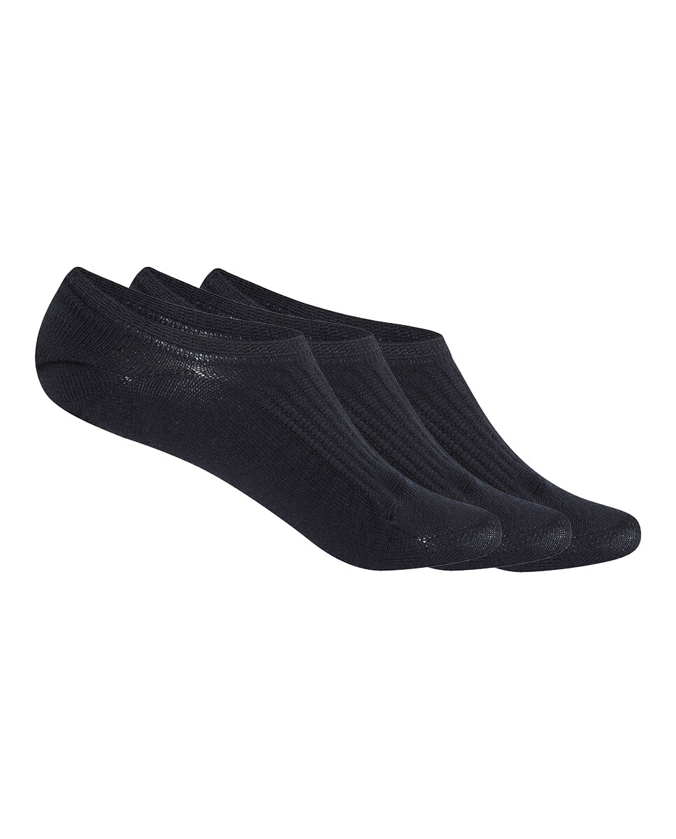 Pack de 3 pares de pinkies de mujer de bambú invisibles - Punto Blanco - Azul marino Azul marino-1