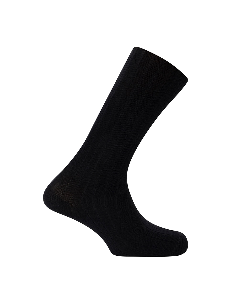 Calcetines cortos de bambú de hombre en canalé. puño antipresión - Punto Blanco - Negro Negro-1