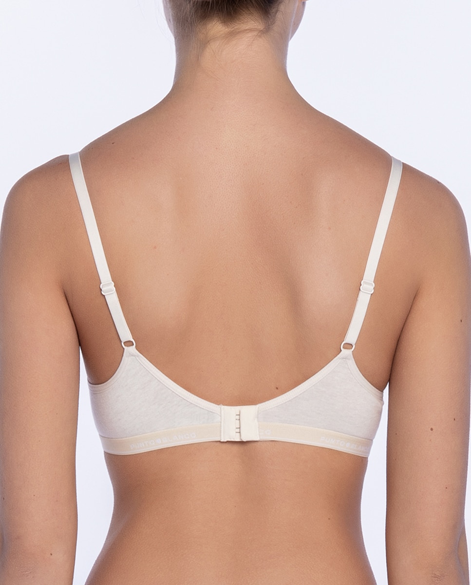 Sujetador de algodón con relleno y aros - Punto Blanco - Beige Beige-2