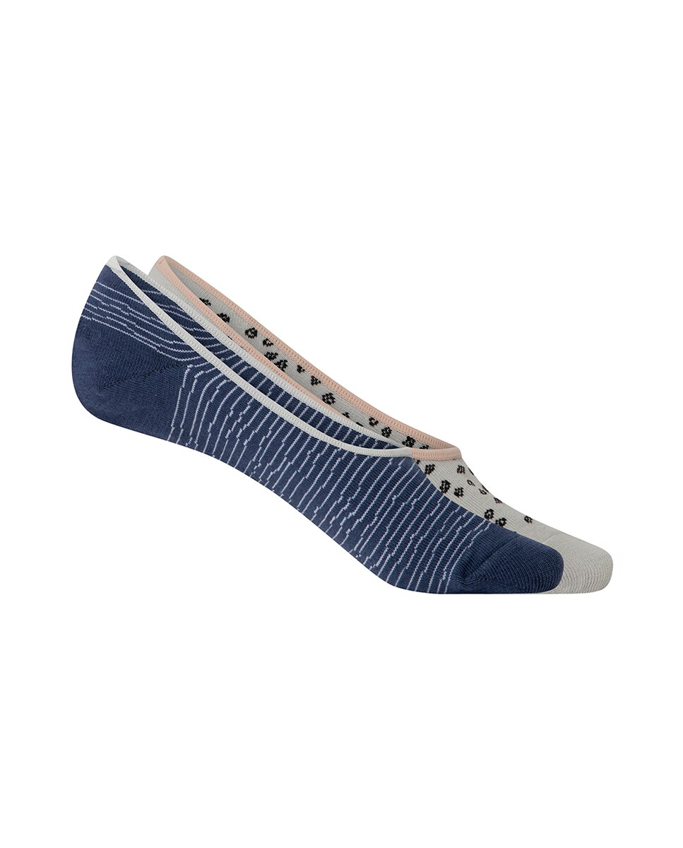 Pack de 2 pares de pinkies de mujer de algodón - Punto Blanco - fantasía - Azul Azul-1