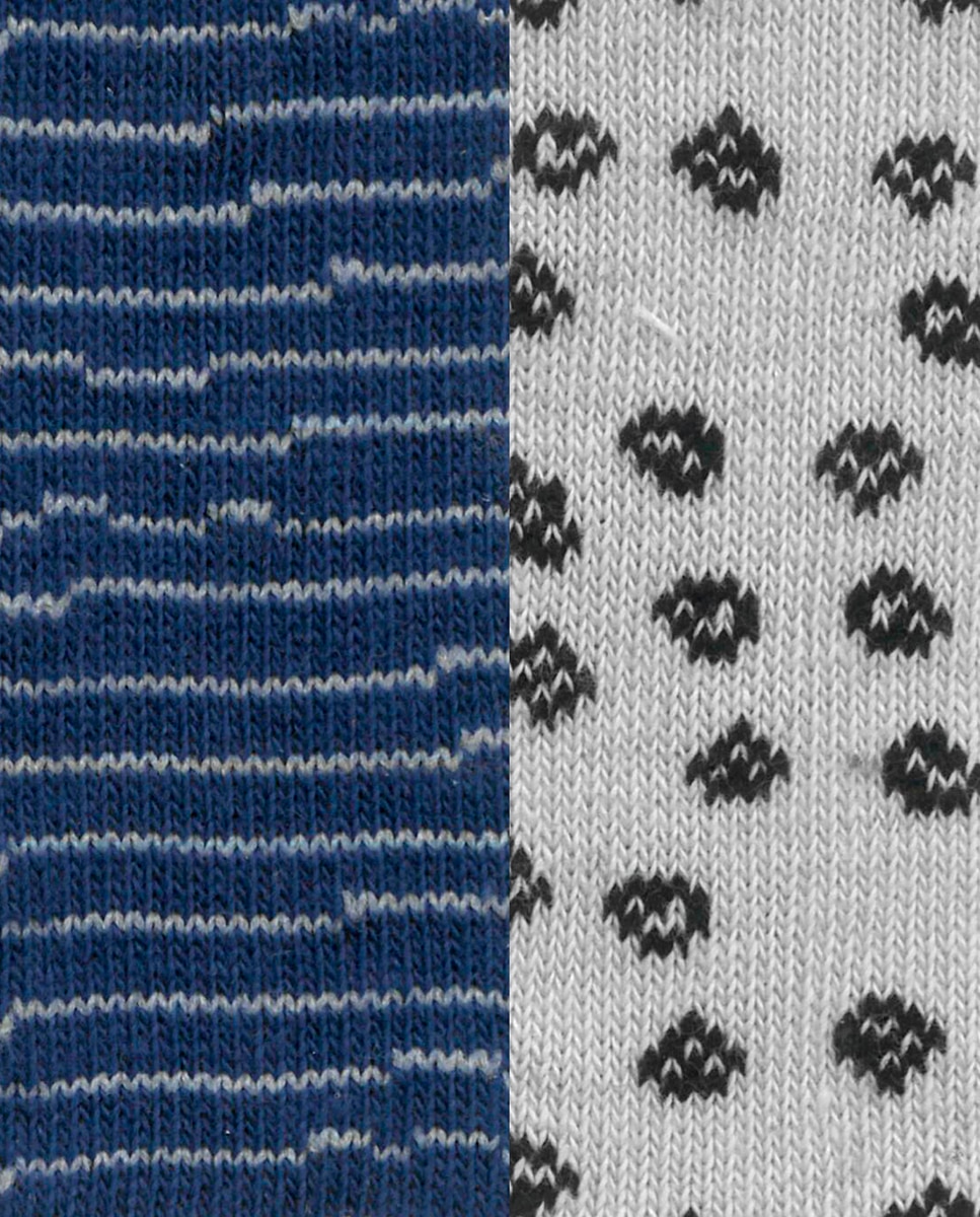 Pack de 2 pares de pinkies de mujer de algodón - Punto Blanco - fantasía - Azul Azul-4