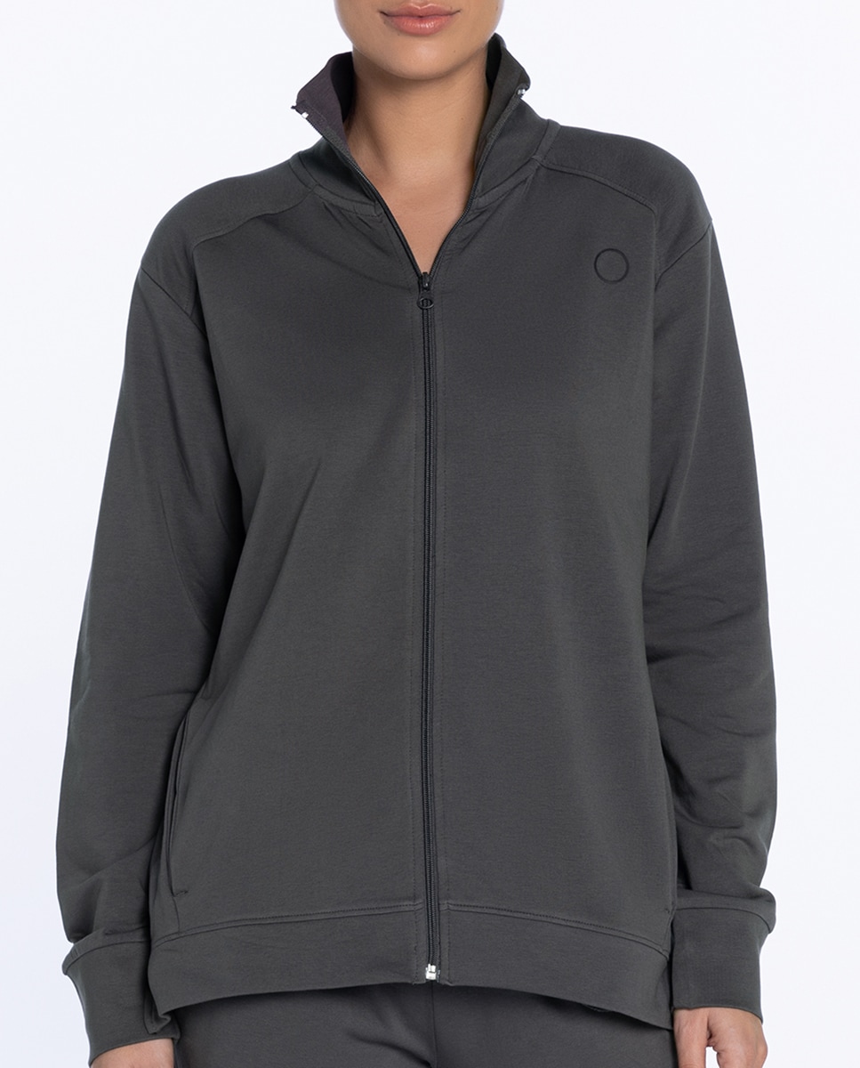 Chaqueta abierta homewear de mujer de algodón elástico · Punto