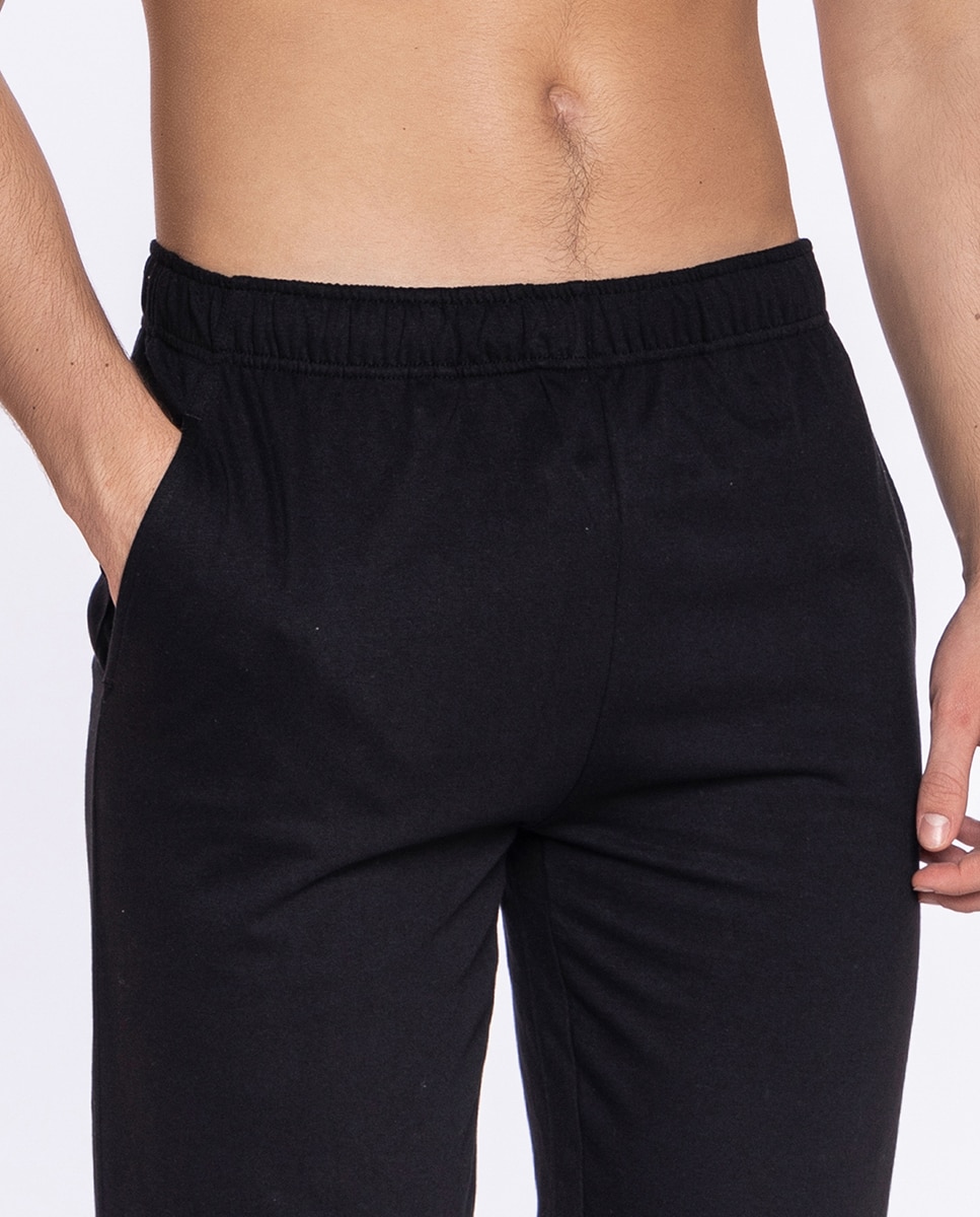 Pantalón de pijama largo de hombre de punto - Punto Blanco - Negro Negro-3