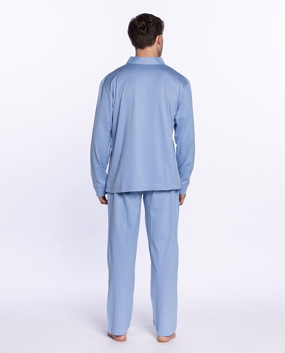 Pijama largo de hombre - Punto Blanco - Azul Azul-2