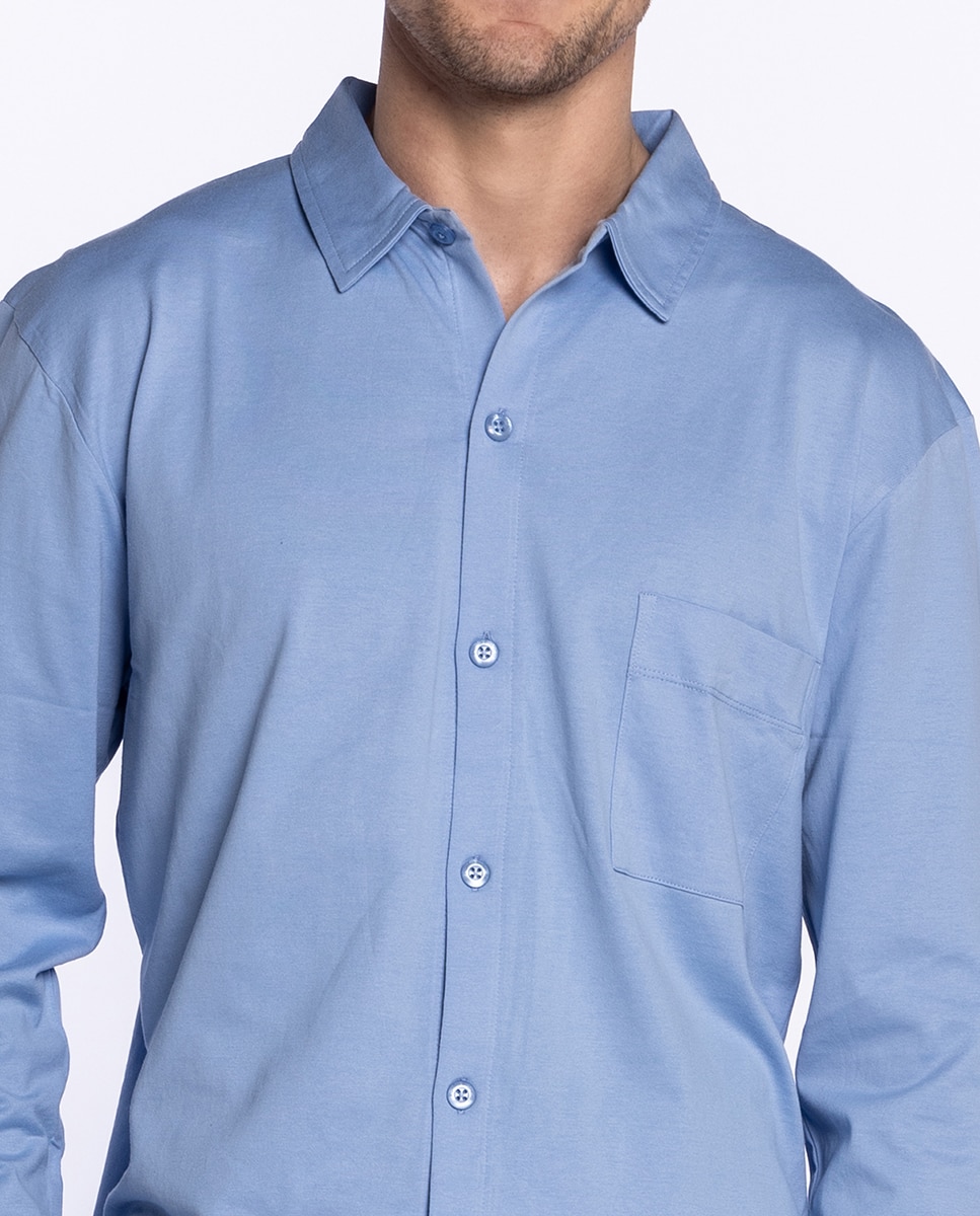 Pijama largo de hombre - Punto Blanco - Azul Azul-3