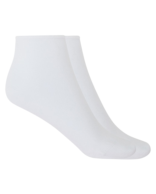 Imagen 0 de Pack de 2 pares de calcetines de mujer de algodón tobilleros lisos con puño roulé