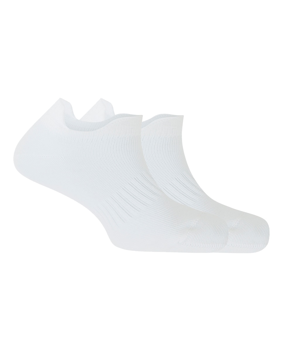 Pack de 2 pares de calcetines de mujer de bambú con doble lengüeta - Punto Blanco - Blanco Blanco-1