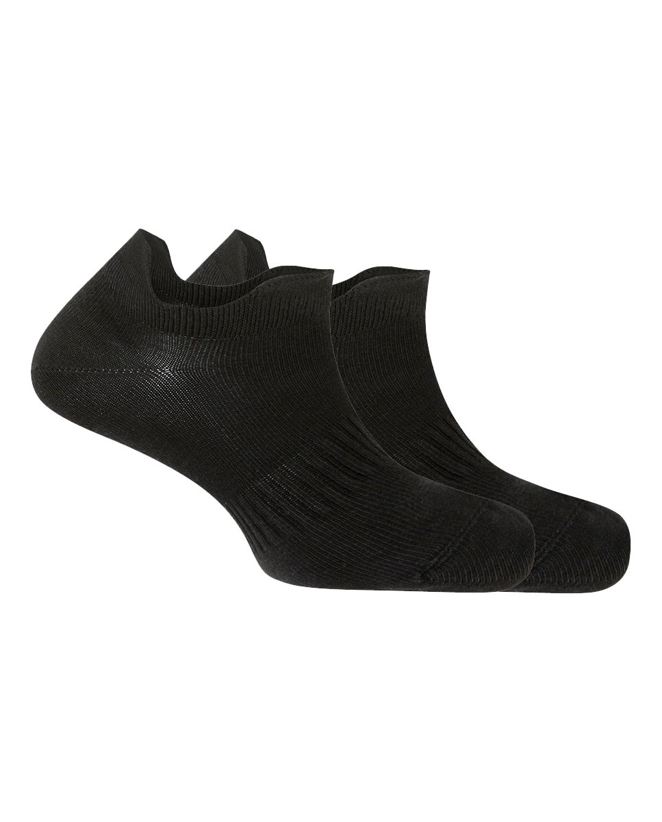 Pack de 2 pares de calcetines de mujer de bambú con doble lengüeta - Punto Blanco - Negro Negro-1