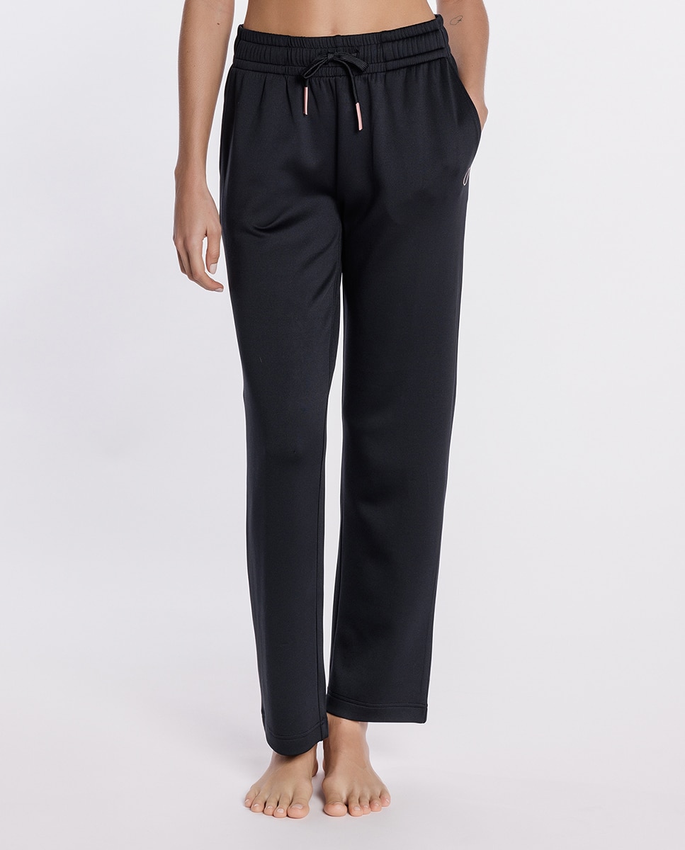Pantalón homewear de mujer de viscosa elástica - Punto Blanco - Negro Negro-1