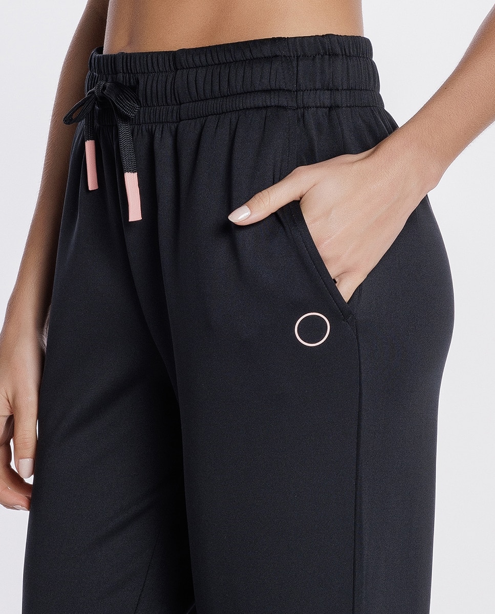 Pantalón homewear de mujer de viscosa elástica - Punto Blanco - Negro Negro-3