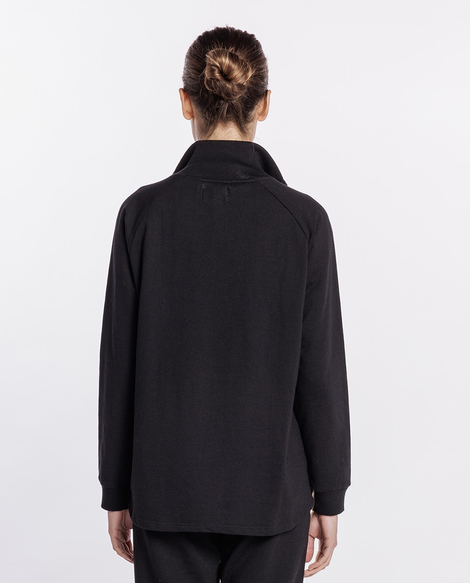 Sudadera homewear de mujer de algodón elástico - Punto Blanco - Negro Negro-2