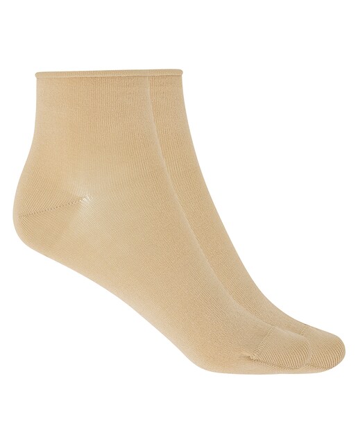 Imagen 0 de Pack de 2 pares de calcetines de mujer de algodón tobilleros lisos con puño roulé