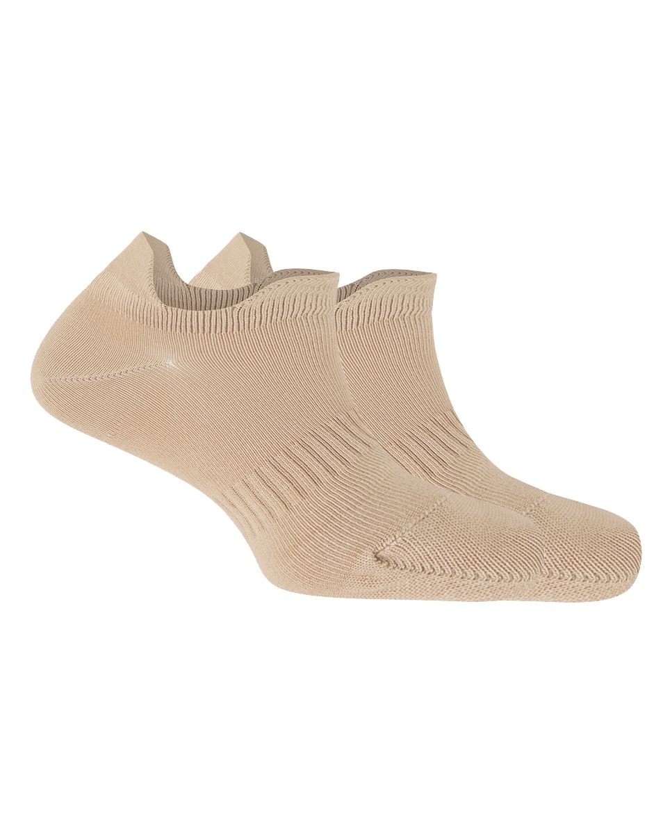 Pack de 2 pares de calcetines de mujer de bambú con doble lengüeta - Punto Blanco - Beige Beige-1