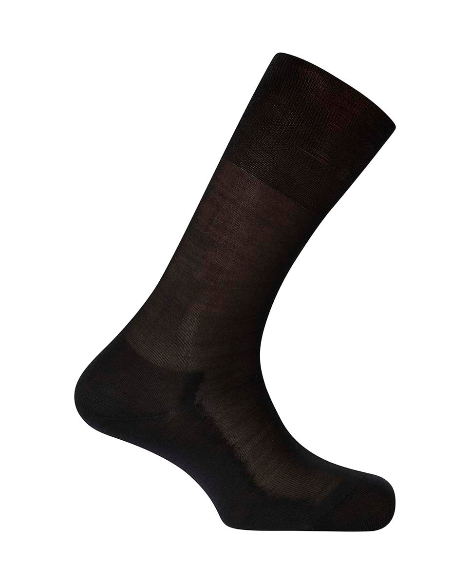 Imagen 1 de Calcetines cortos de seda de hombre lisos Negro