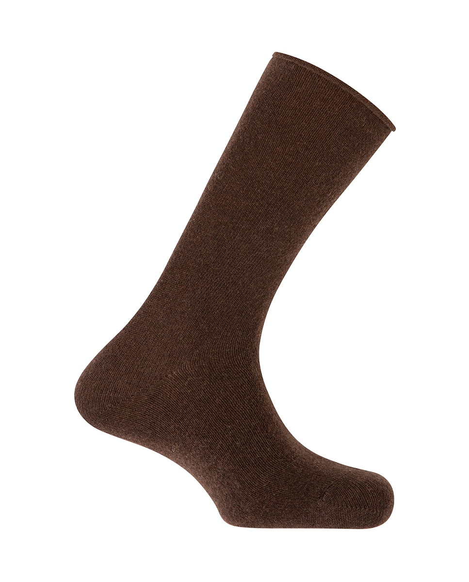 Calcetines de hombre de cashmere lana en color - Punto Blanco - Marrón Marrón-1