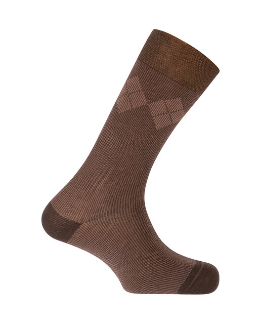 Imagen 0 de Calcetines de hombre de algodón con rombos en color marrón