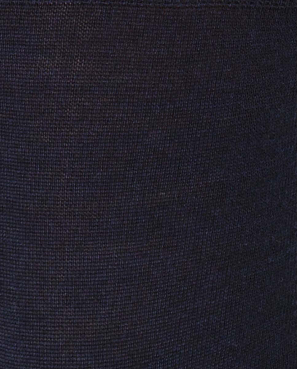 Calcetines altos de lana seda de hombre lisos - Punto Blanco - Azul marino Azul marino-2
