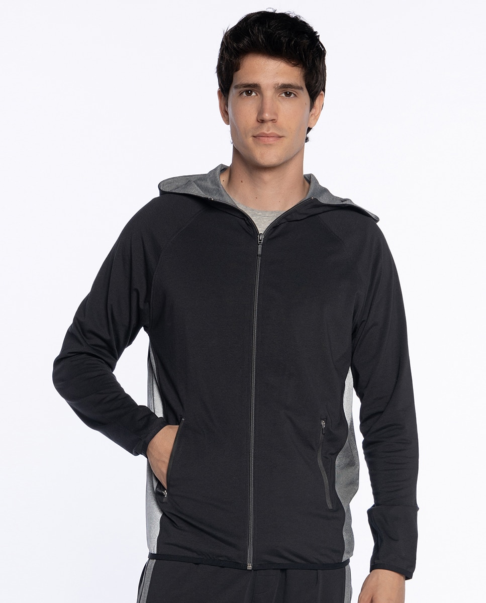 Imagen 1 de Chaqueta de hombre con capucha de punto Negro