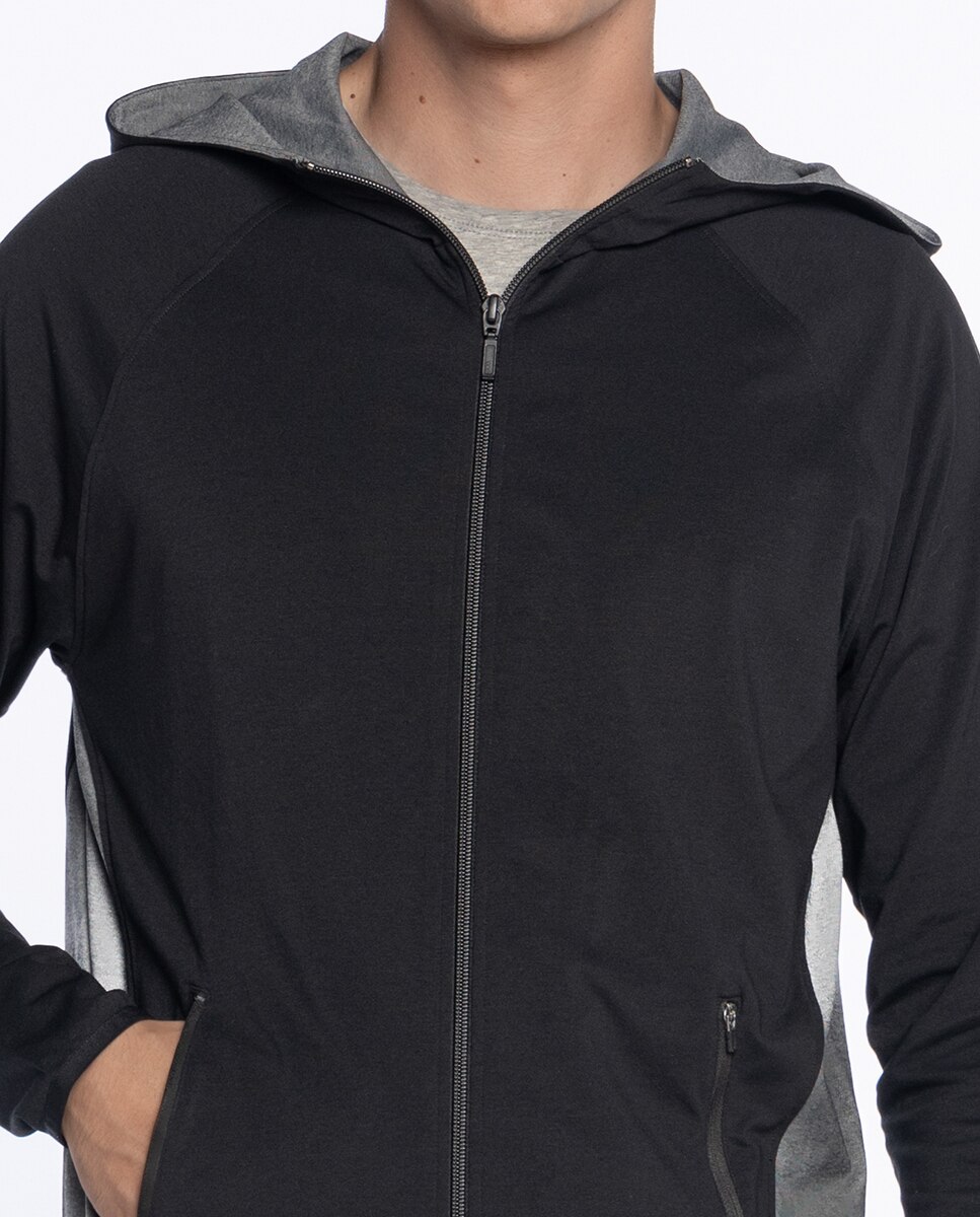 Imagen 3 de Chaqueta de hombre con capucha de punto - Punto Blanco - Negro Negro