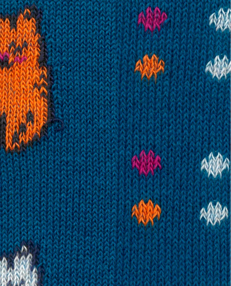 Pack de 2 pares de calcetines de niña en algodón con gatos y lunares - Punto Blanco - Azul Azul-4