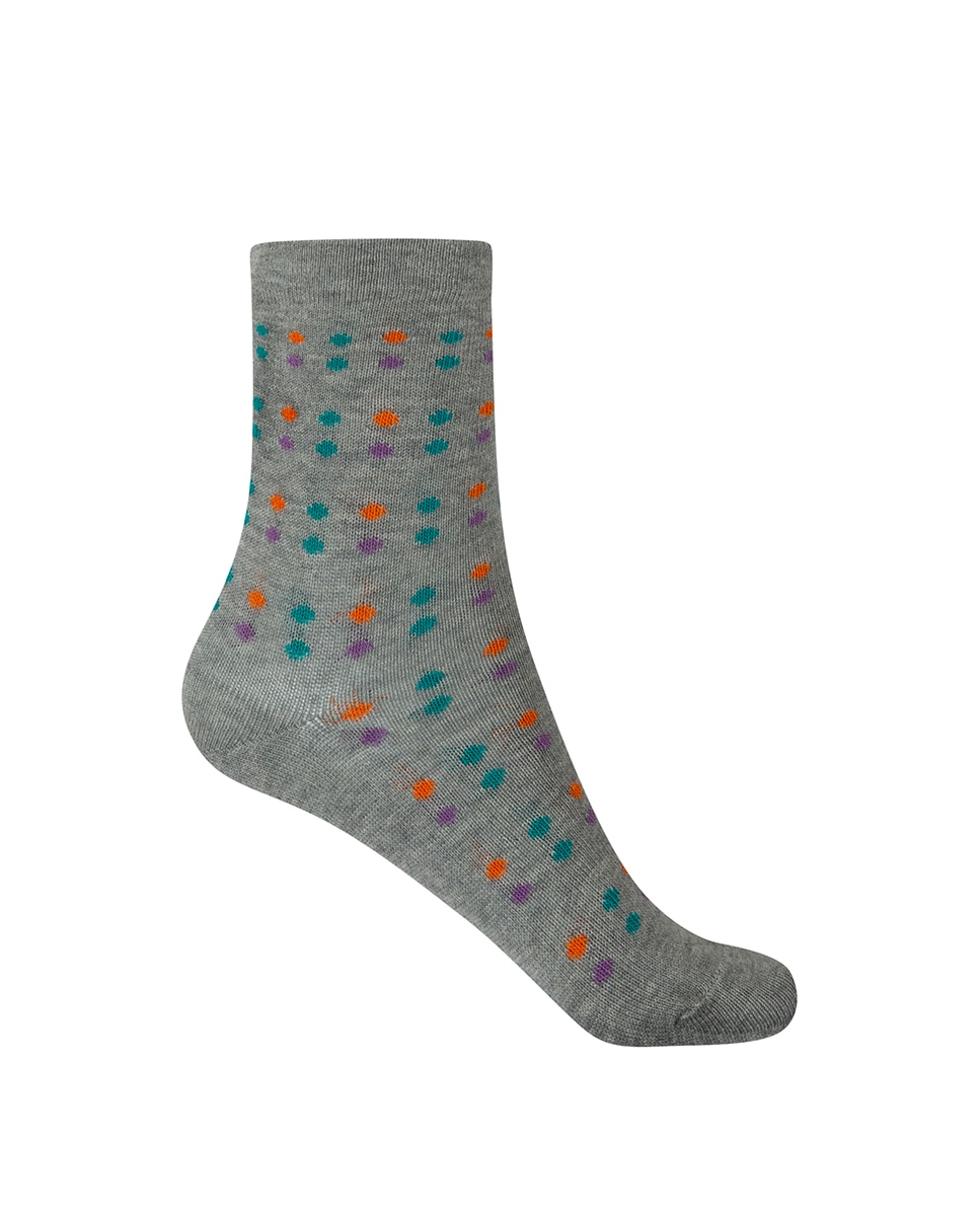 Pack de 2 pares de calcetines de niña en algodón con gatos y lunares - Punto Blanco - Gris Gris-3