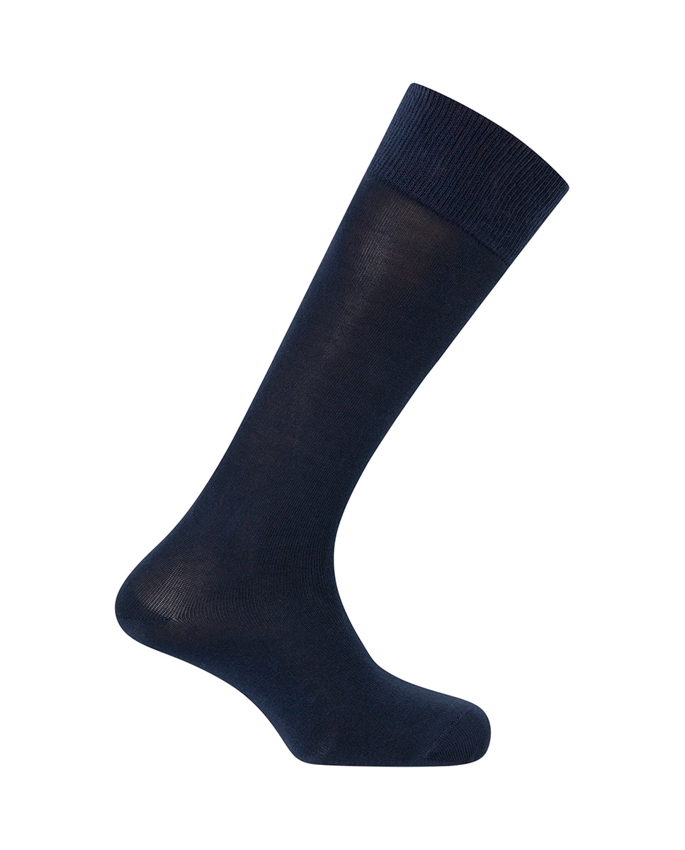 Imagen 0 de Calcetines altos de algodón orgánico de hombre liso Azul marino