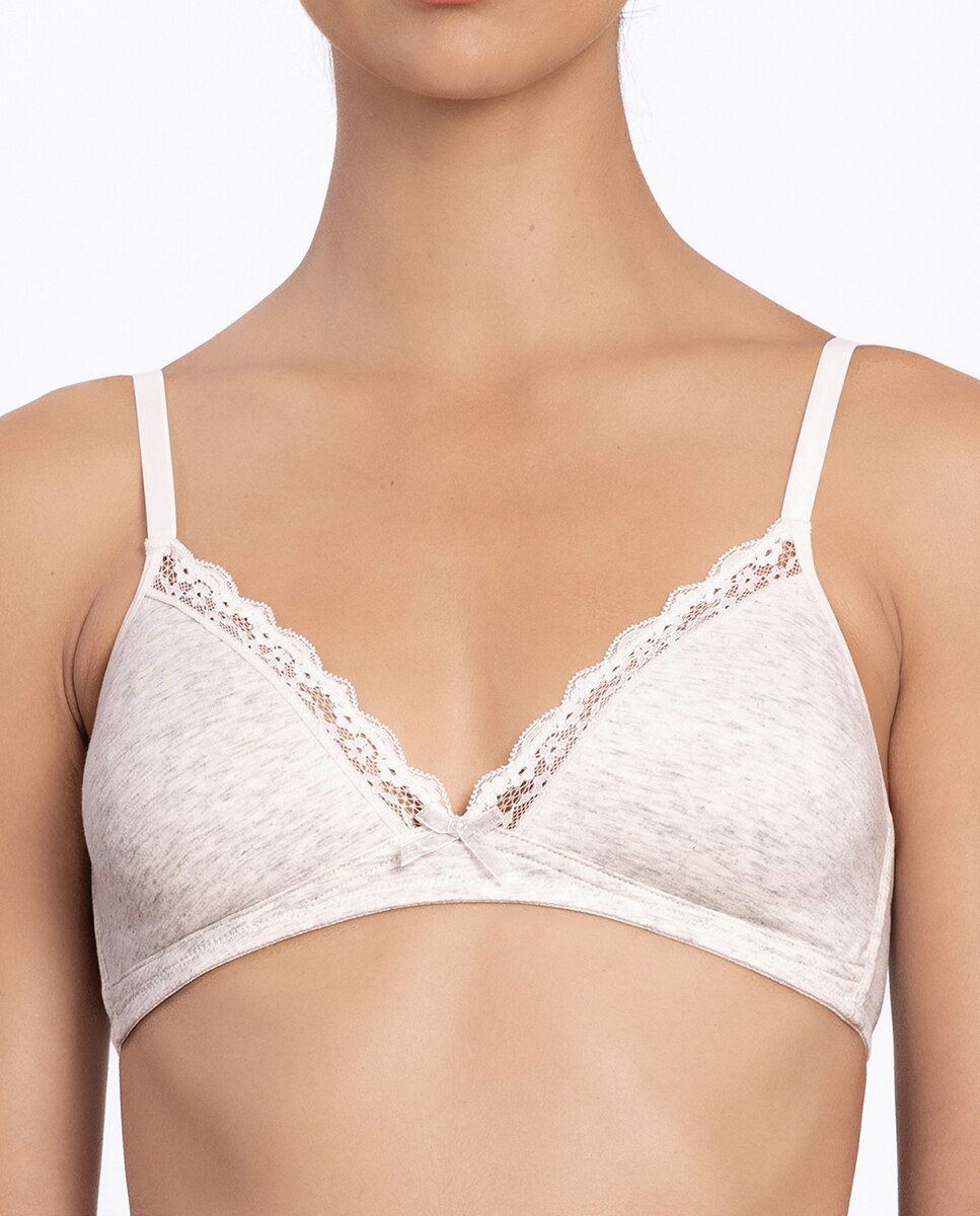 Sujetador Punto Blanco de triángulo sin aros - Lila Gris-3