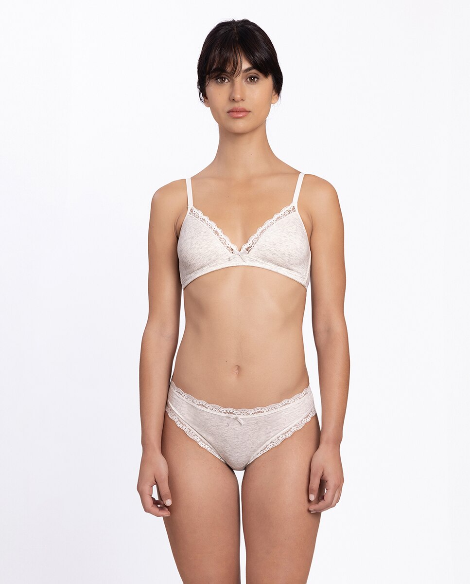 Sujetador Punto Blanco de triángulo sin aros - Lila Gris-4