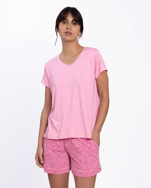 Imagen 0 de Pijama corto de mujer estampado y de viscosa