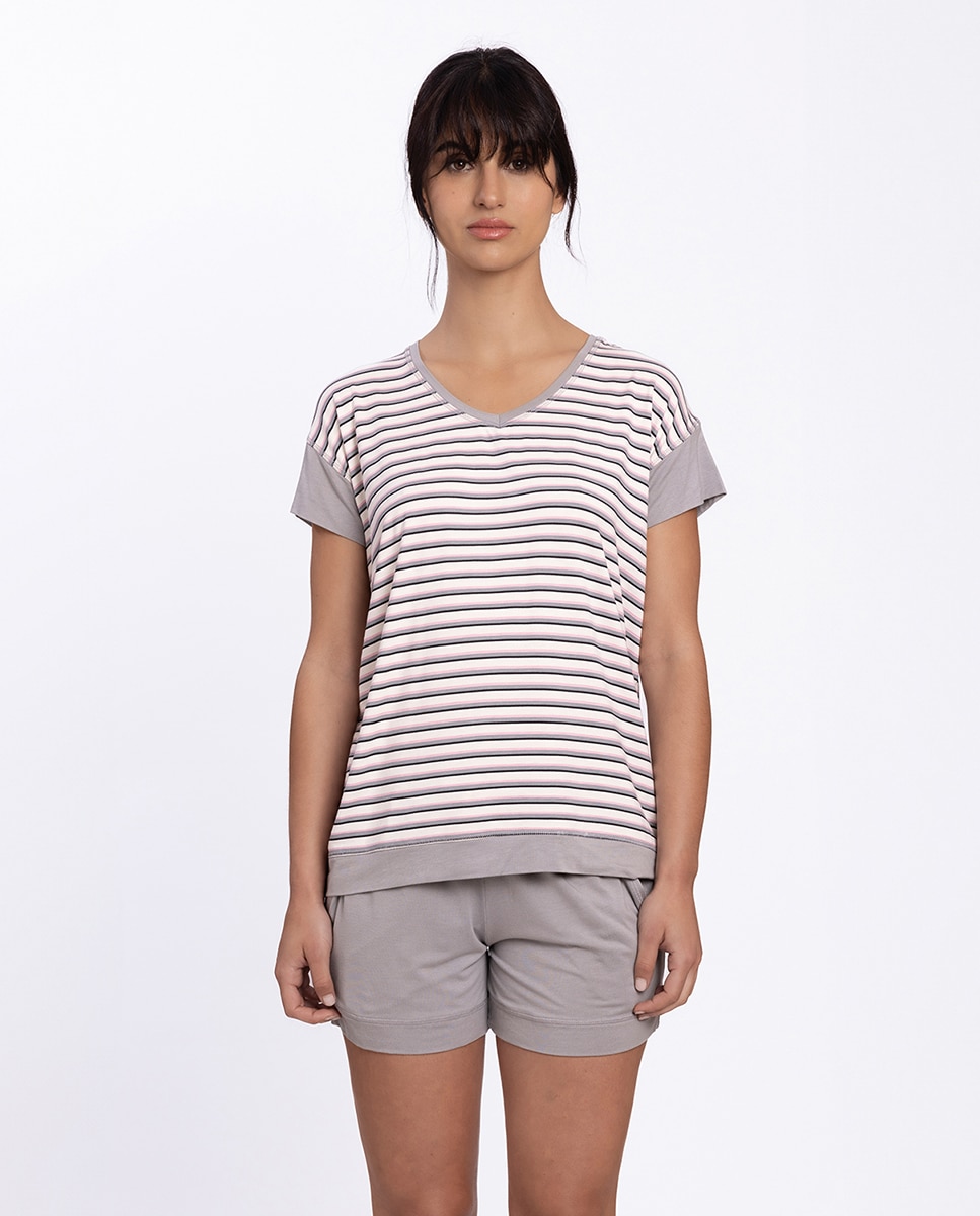 Imagen 0 de Pijama corto de mujer en modal estampado Gris