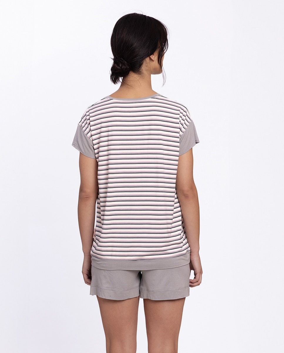 Pijama corto de mujer en modal estampado - Punto Blanco - Gris Gris-2