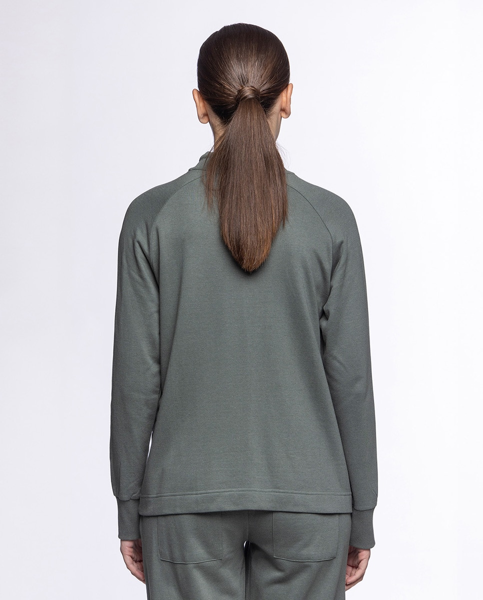 Sudadera homewear de mujer de algodón y modal fleece - Punto Blanco - Verde Verde-2