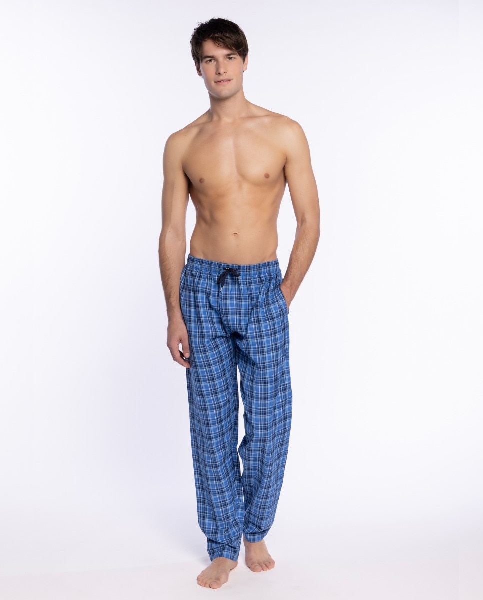 Imagen 0 de Pantalón de pijama largo de hombre de tela Azul marino