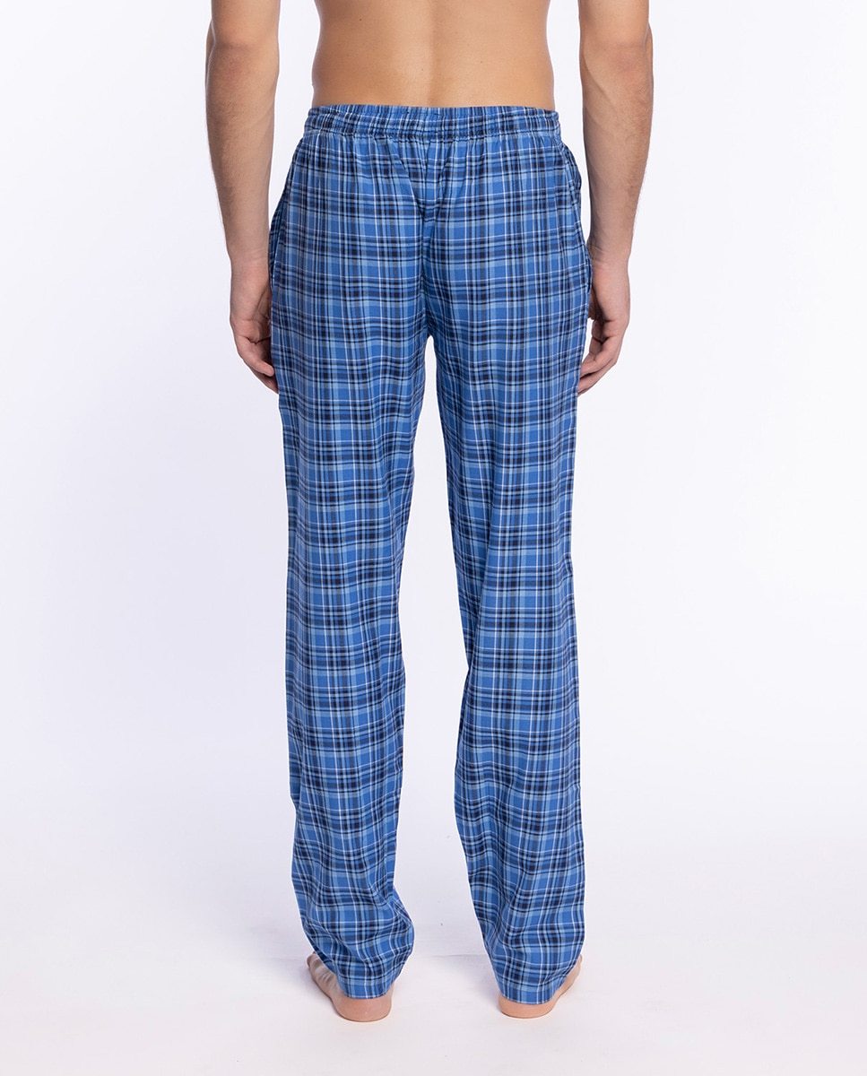 Pantalón de pijama largo de hombre de tela - Punto Blanco - Azul marino Azul marino-3