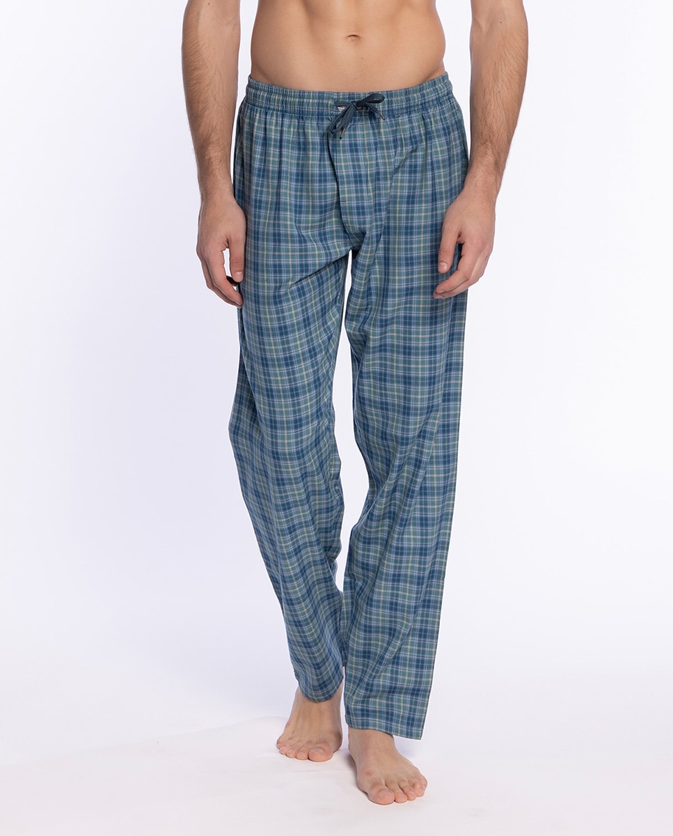 Pantalón de pijama largo de hombre de tela - Punto Blanco - Azul marino Azul marino-2