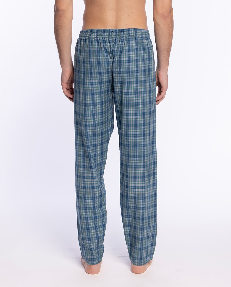 Pantalón de pijama largo de hombre de tela - Punto Blanco - Azul marino Azul marino-3