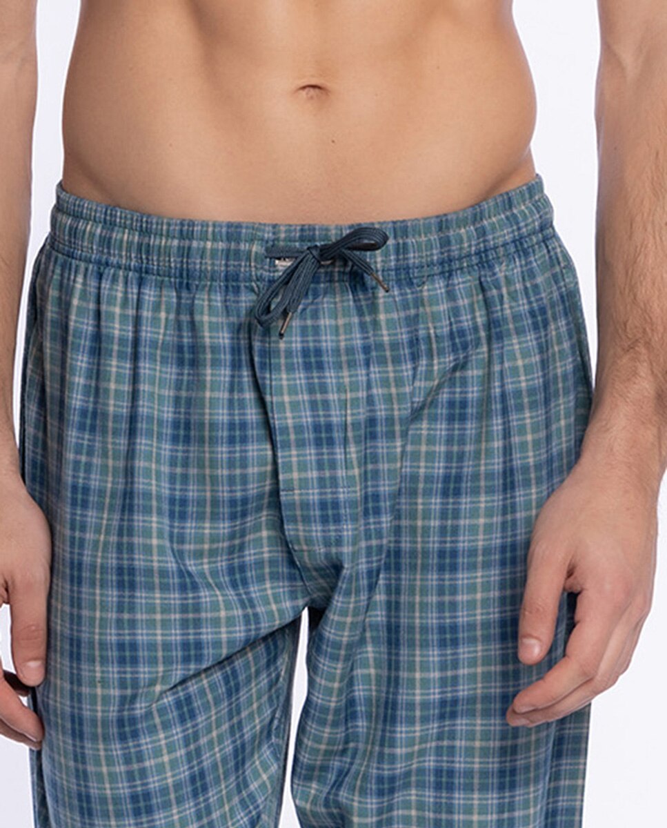 Pantalón de pijama largo de hombre de tela - Punto Blanco - Azul marino Azul marino-4