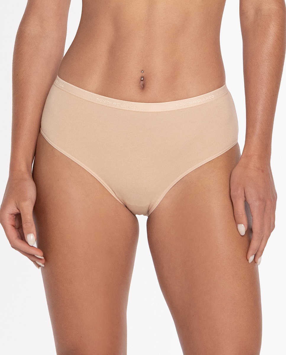 Punto Blanco - Pack de 3 bragas altas de algodón lisa.
