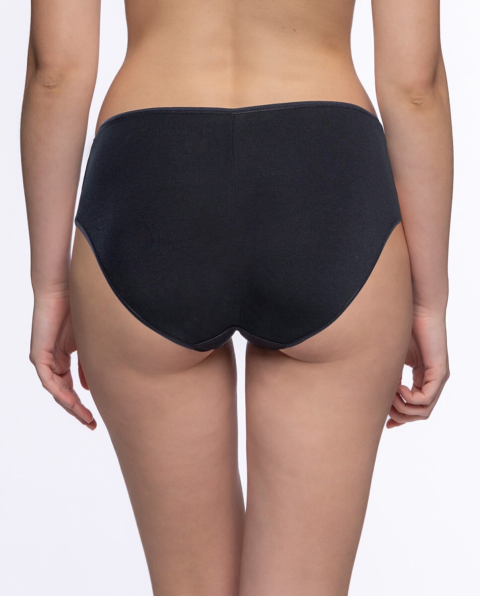 Pack de 3 bragas Punto Blanco básicas de algodón - Negro Negro-2