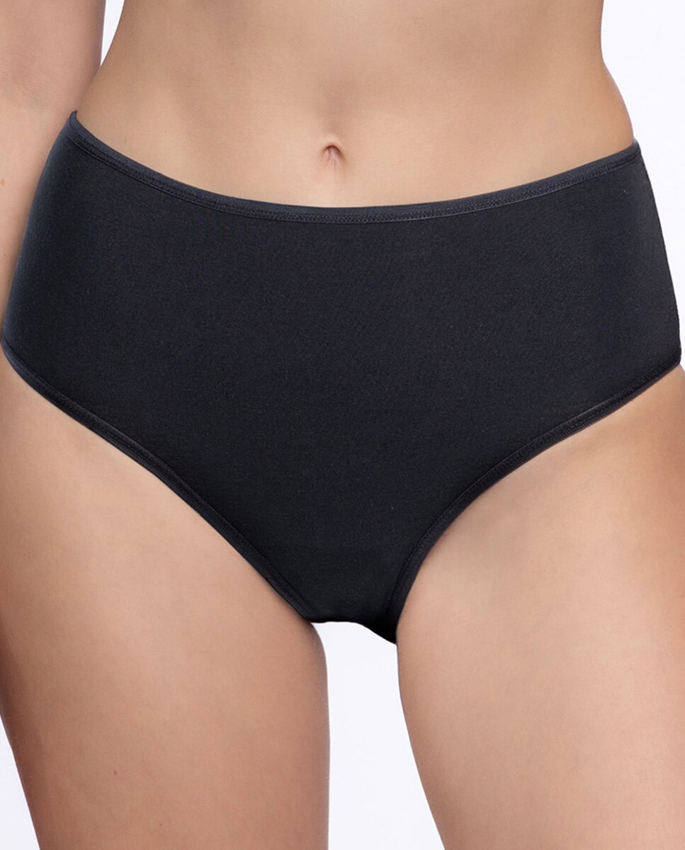 Pack de 3 bragas Punto Blanco básicas de algodón - Negro Negro-3
