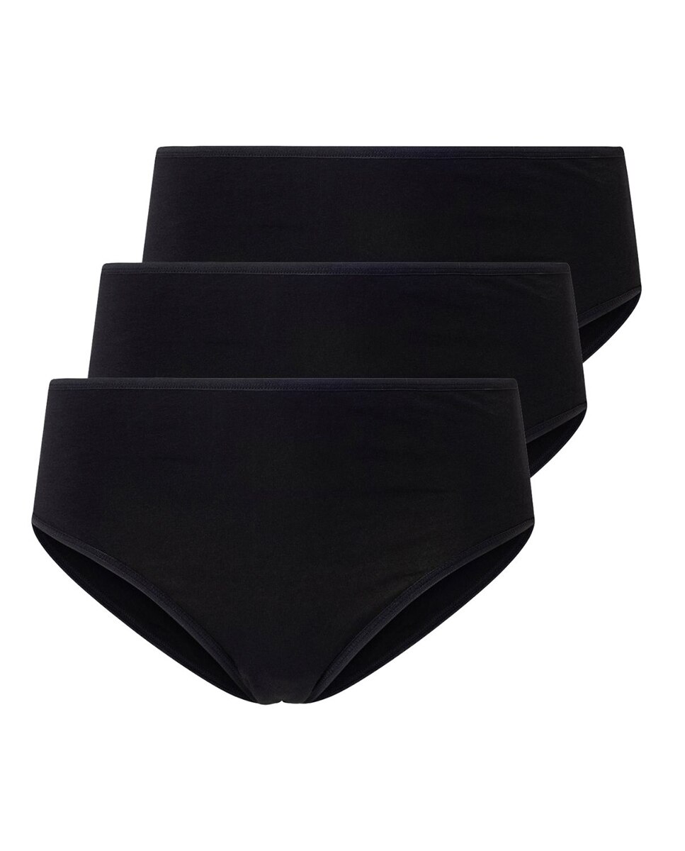 Pack de 3 bragas Punto Blanco básicas de algodón - Negro Negro-4