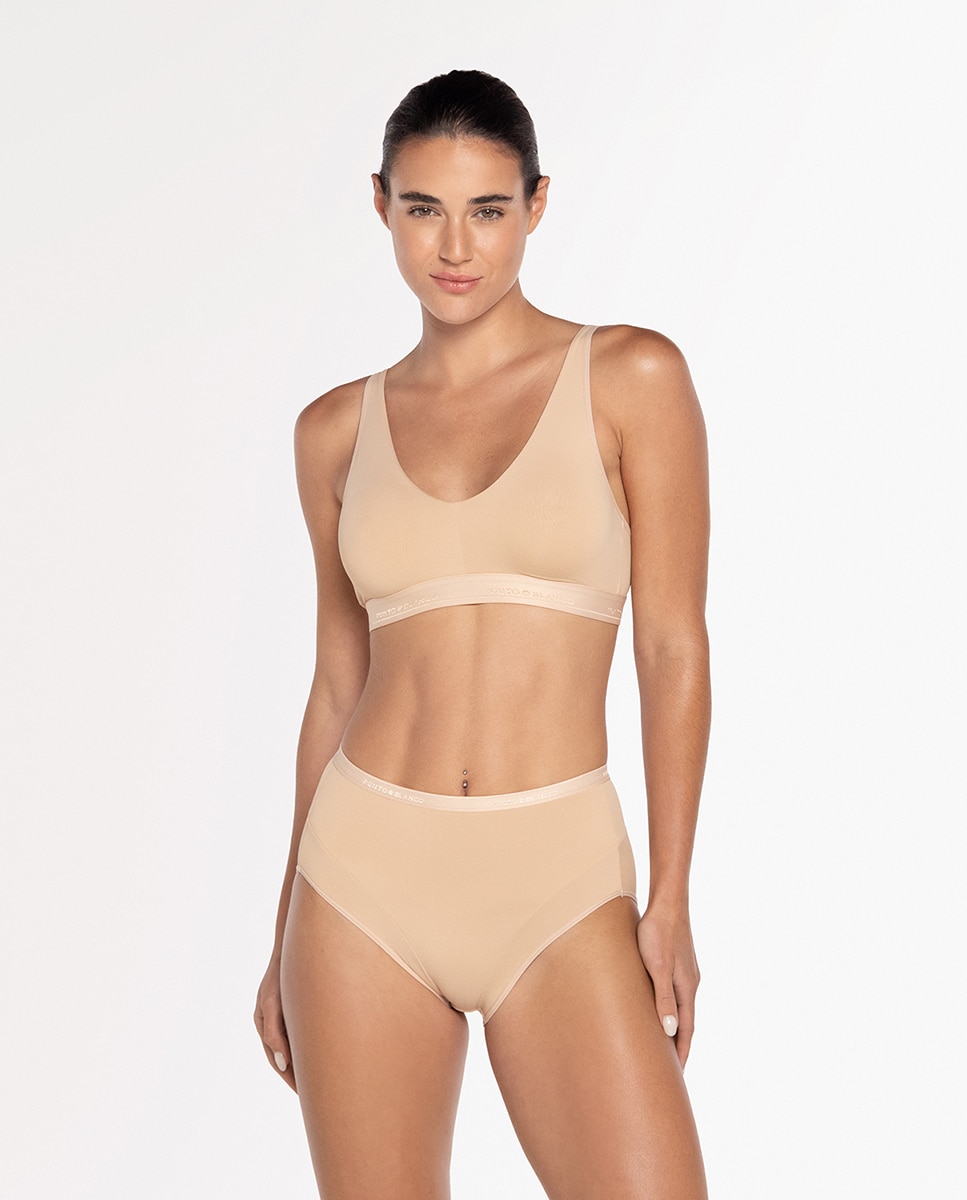 Sujetador de microfibra sin aro - Punto Blanco - Beige Beige-4