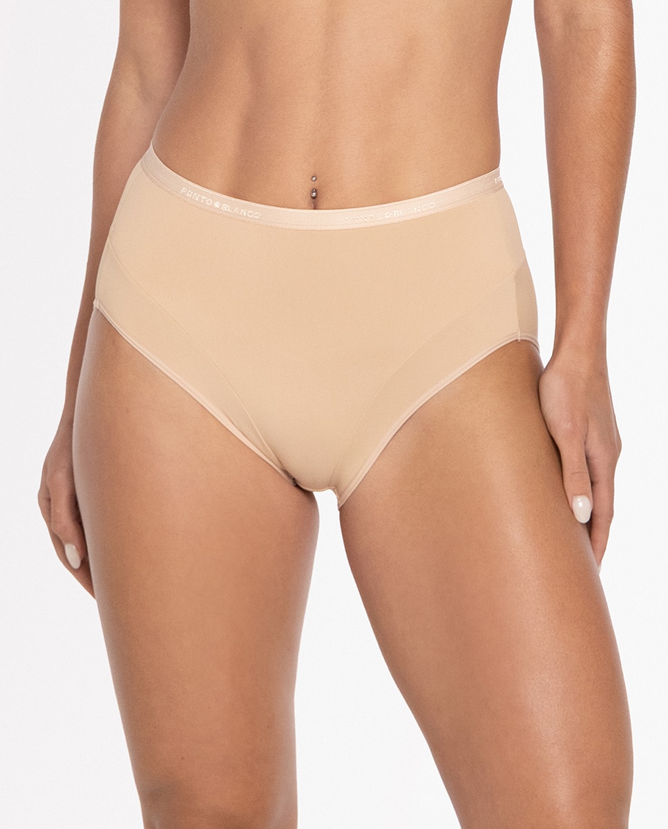 Pack de dos bragas altas - Punto Blanco - Beige Beige-1