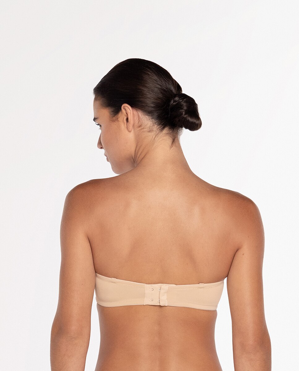 Sujetador de microfibra Con relleno sin tirantes - Punto Blanco - Beige Beige-2