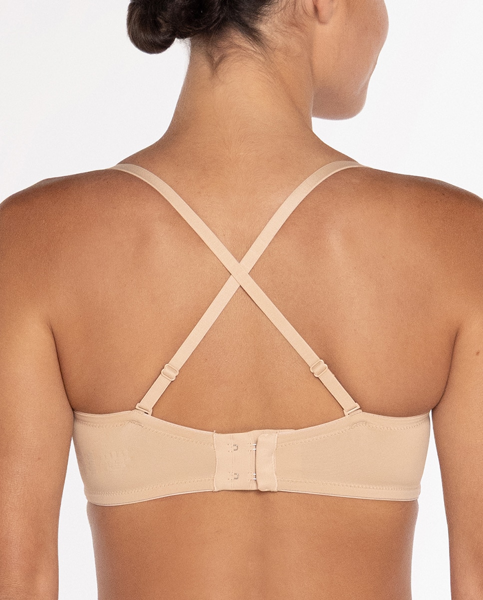 Sujetador de microfibra Con relleno sin tirantes - Punto Blanco - Beige Beige-3