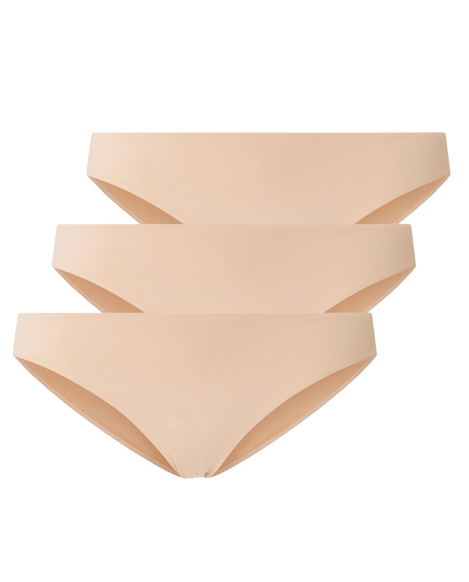 Pack de 3 bragas de microfibra lisa - Punto Blanco - Beige Beige-5