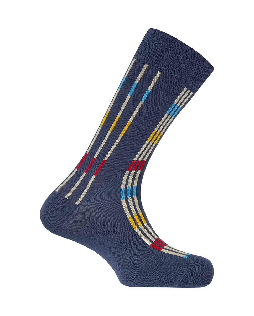 Caja pack de 3 pares de calcetines cortos de algodón orgánico de hombre - Punto Blanco - Azul Azul-4